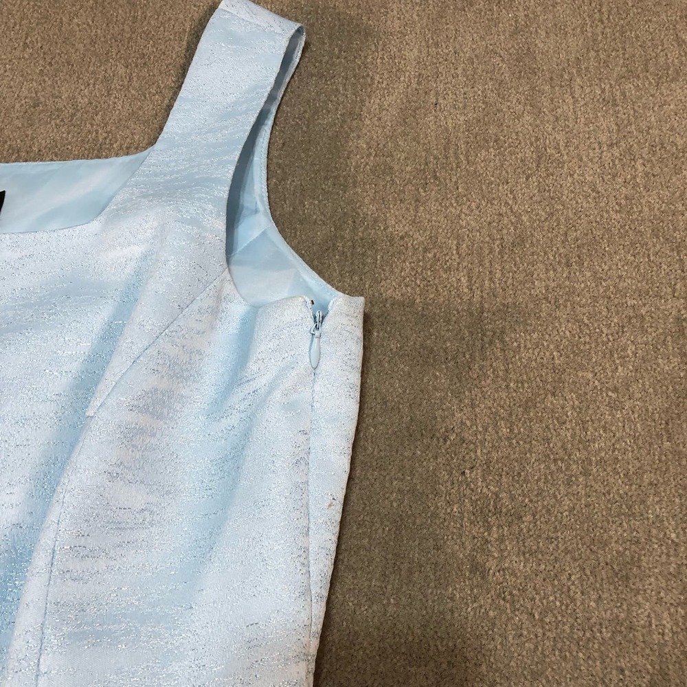 John Meyer Womens Dress 12 Blue Sleeveless Shift Pockets Back Slit Side Zip - Picture 3 of 11